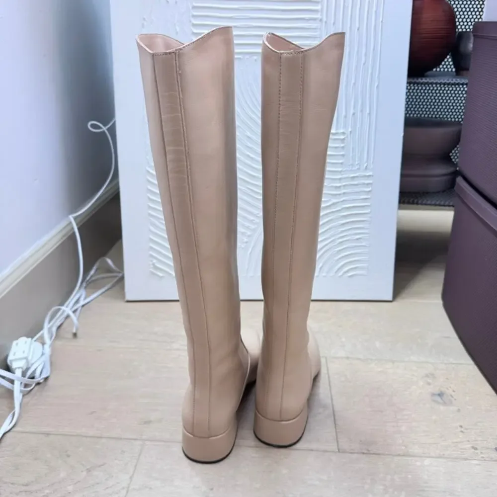 J Crew Roxie knee-high boots Leather Cream Size 6.5 BA 737
